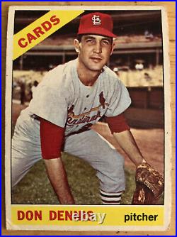 1966 Topps Don Dennis Baseball Card #142 Cardinals Rookie (RC) Low-Grade