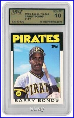 1986 Topps Traded #11t Barry Bonds Rc Rookie Pirates Giants Graded Gem Mint 10
