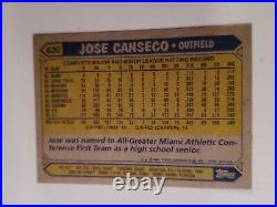 1987 Topps Jose Canseco Oakland Athletics #620 Baseball Card Error (RED LINE)