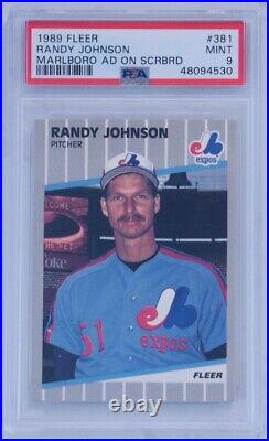 1989 Fleer Randy Johnson Rookie Marlboro Ad on Scoreboard #381 PSA 9 Mint HOF