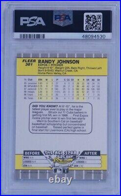 1989 Fleer Randy Johnson Rookie Marlboro Ad on Scoreboard #381 PSA 9 Mint HOF