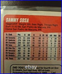 1990 FLEER SAMMY White Sox SOSA ERROR ROOKIE CARD #548 Wrong D. O. B. MINT