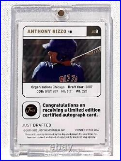 2011 Just Drafted 7/10 Anthony Rizzo Purple Rookie Signatures Autographed