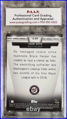 2018 Topps Update Salute Black Juan Soto #S-29 Rookie RC Nationals 9.5 /299