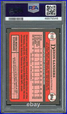 Deion Sanders Yankees 1989 Topps Traded Baseball Rookie Card RC #110T PSA 10