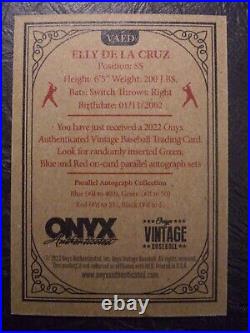 Elly De La Cruz 2022 Onyx Vintage Baseball Autograph on Card Auto /400 RC