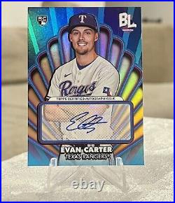 Evan Carter 2024 Topps Big League Baseball Opening Act Rookie Autograph Card
