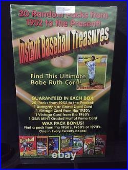 Instant Baseball Treasures Box 20 Unopened Packs Auto Patch Vintage Ruth