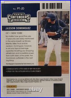 Jasson Dominguez 2021 Panini Contenders Gold Playoff Ticket Auto 6/18 Yankees