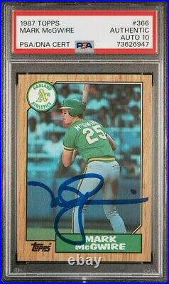 Mark McGwire 1987 Topps Signed Baseball Rookie Card RC #366 Auto Graded PSA 10