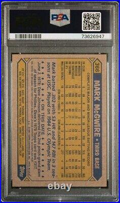 Mark McGwire 1987 Topps Signed Baseball Rookie Card RC #366 Auto Graded PSA 10