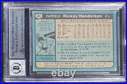 Rickey Henderson Signed 1980 Topps A's Rookie Card Rc Beckett Auto Grade 10 407